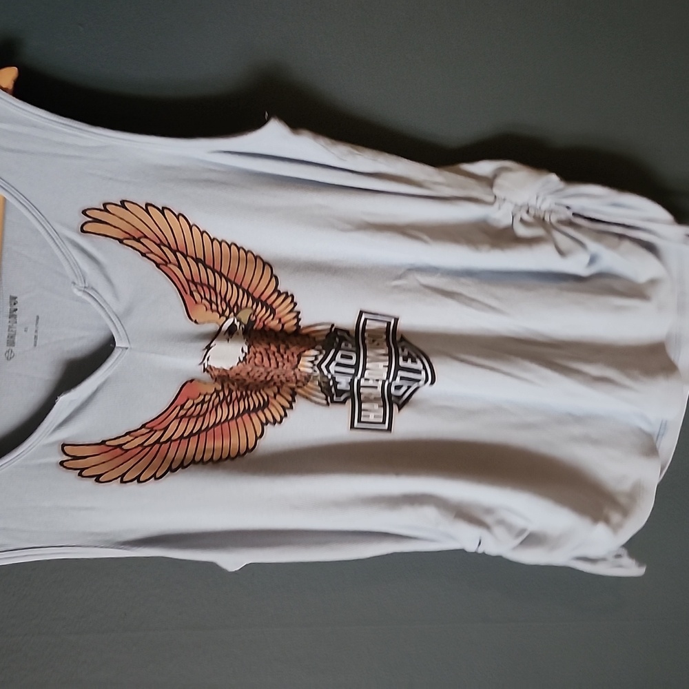 Harley Davidson xl baby blue tank with cinched sides
